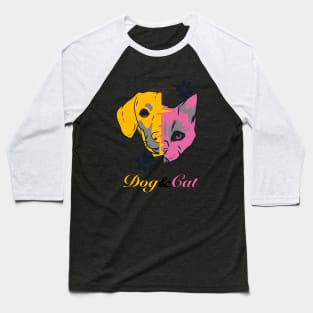 Dog and Cat Pet Drawing Art Baseball T-Shirt